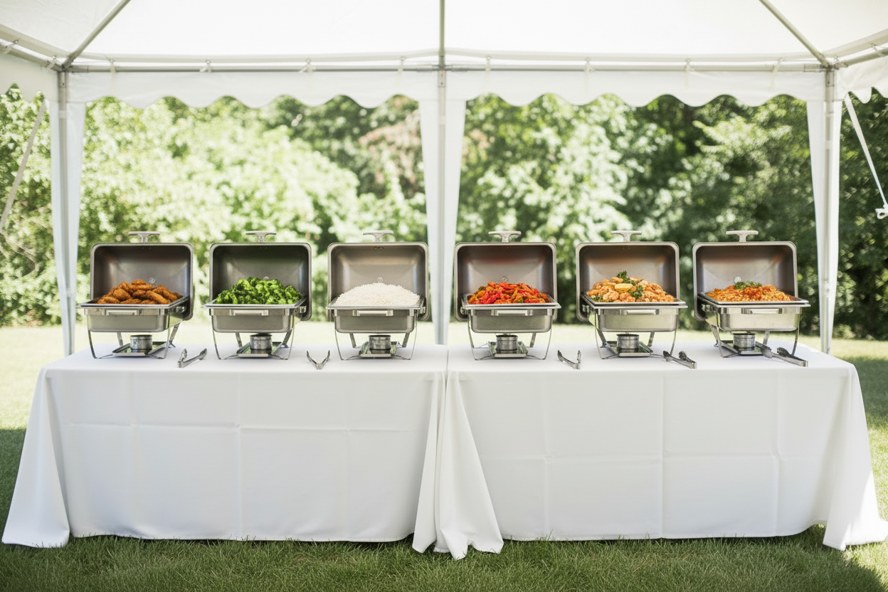 Buffet Setup with Pop-Up Canopy Tent